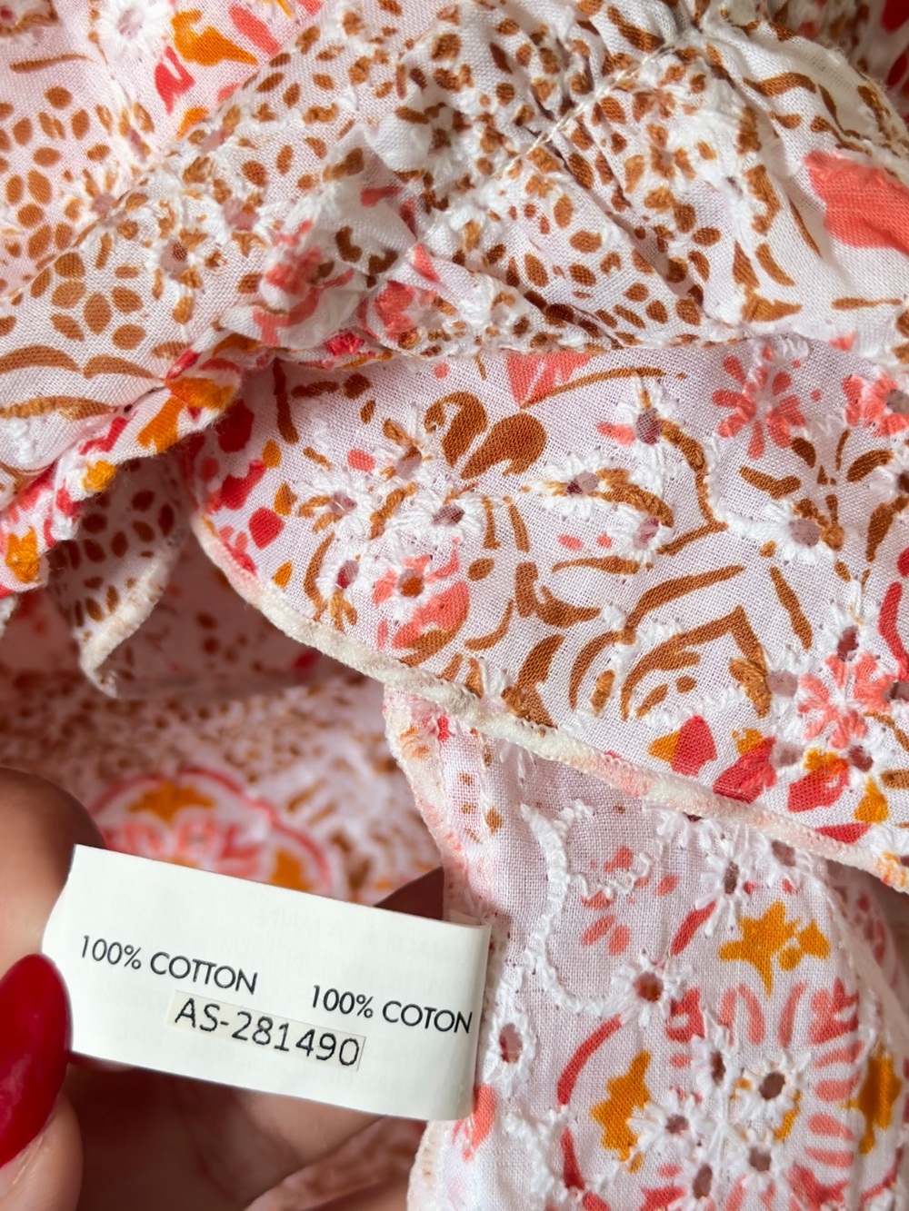 Poupette St. Barth Pink and Orange Floral Tiered Sleeveless Dress - 100% Cotton - Picture 6 of 6